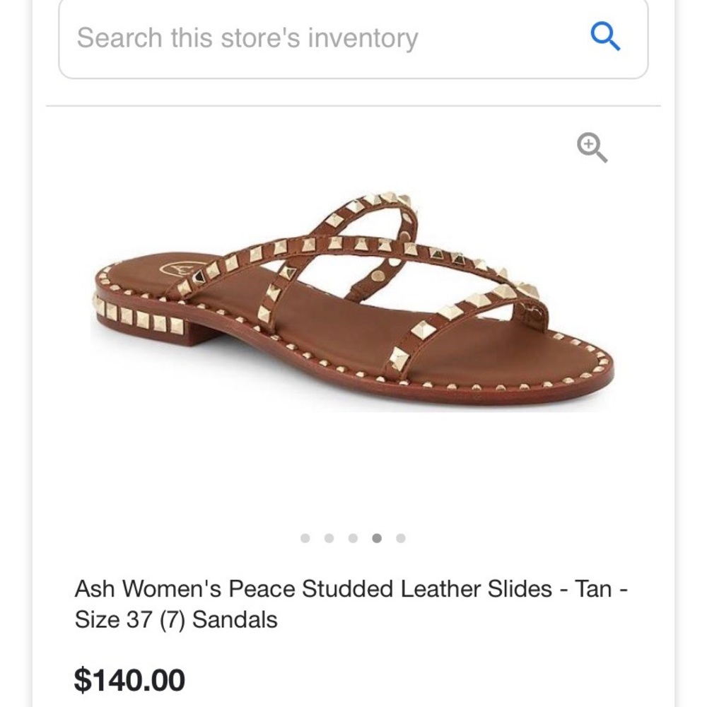 Ash women’s peace studded slides sandals Sak’s 5th Ave brown w gold studs size 8